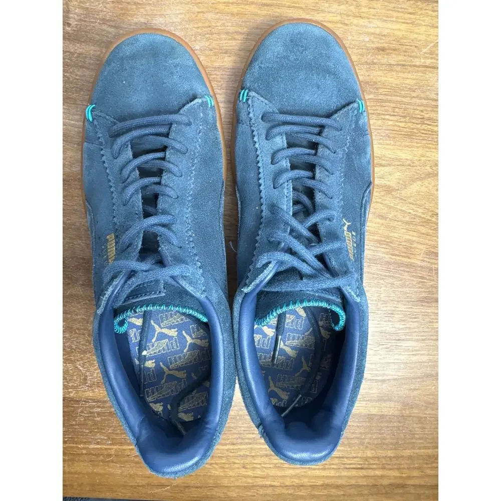 Puma Suede Crafted Pack Size 7 Mens Blue Shoes 356172 Gum Soles Classic Sneakers